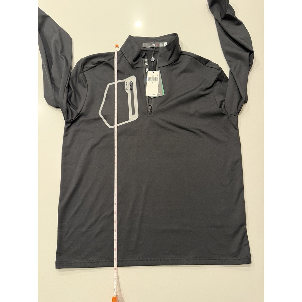 RLX Ralph Lauren Mens Quarter Zip Pullover Black Large Chest Zip Pocket NWT - Picture 4 of 13